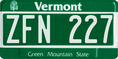 VT license plate ZFN227