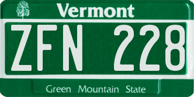 VT license plate ZFN228
