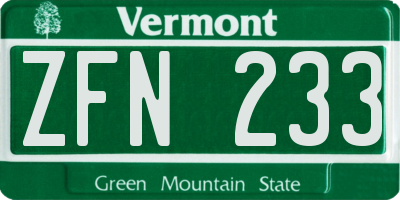 VT license plate ZFN233