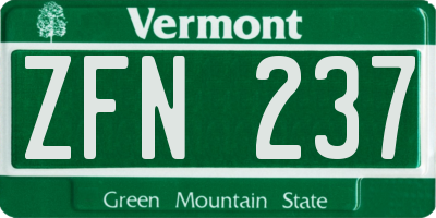 VT license plate ZFN237
