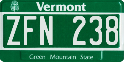VT license plate ZFN238