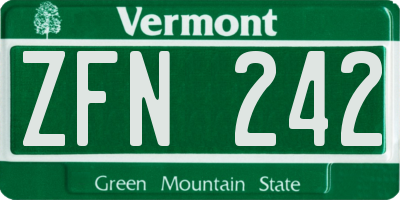 VT license plate ZFN242