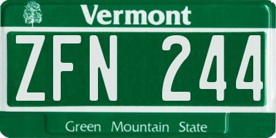 VT license plate ZFN244