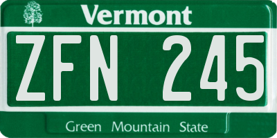 VT license plate ZFN245