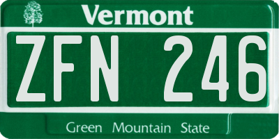 VT license plate ZFN246