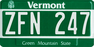 VT license plate ZFN247