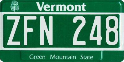 VT license plate ZFN248