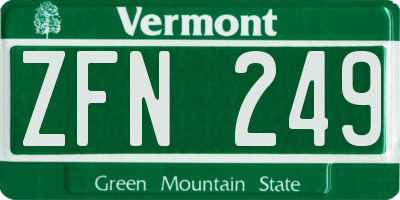 VT license plate ZFN249