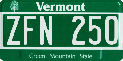 VT license plate ZFN250