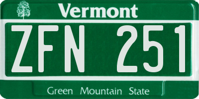 VT license plate ZFN251
