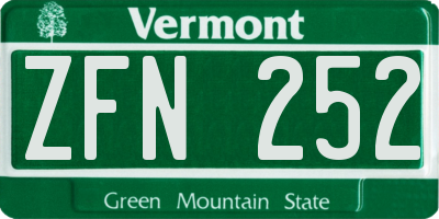 VT license plate ZFN252