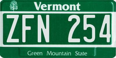 VT license plate ZFN254