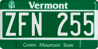 VT license plate ZFN255