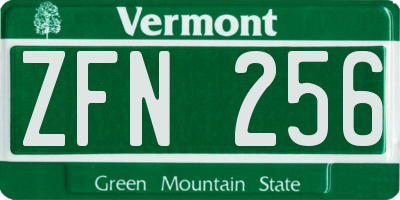 VT license plate ZFN256