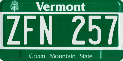 VT license plate ZFN257