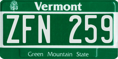 VT license plate ZFN259