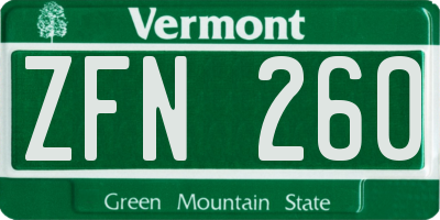 VT license plate ZFN260