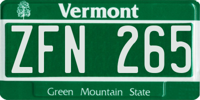 VT license plate ZFN265