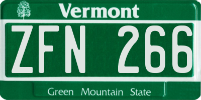 VT license plate ZFN266