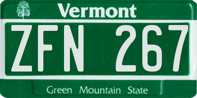 VT license plate ZFN267