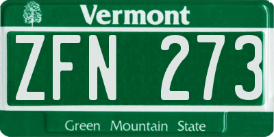 VT license plate ZFN273