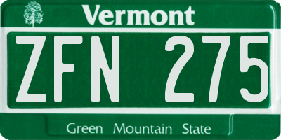 VT license plate ZFN275