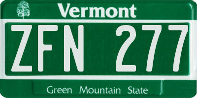 VT license plate ZFN277