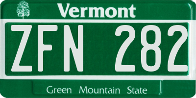 VT license plate ZFN282