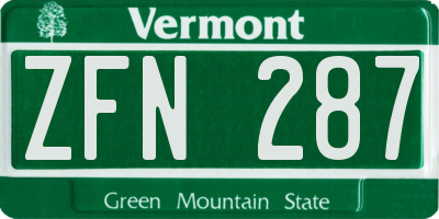 VT license plate ZFN287