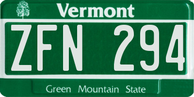 VT license plate ZFN294