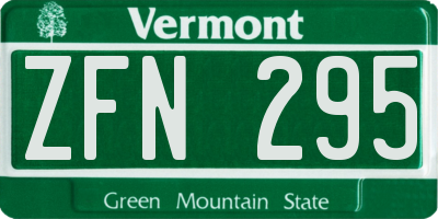 VT license plate ZFN295