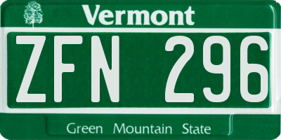 VT license plate ZFN296