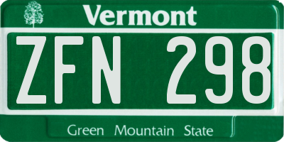 VT license plate ZFN298