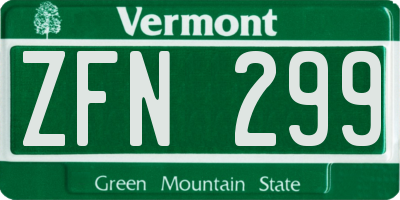 VT license plate ZFN299