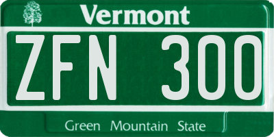 VT license plate ZFN300
