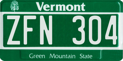 VT license plate ZFN304