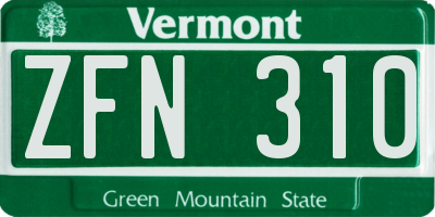 VT license plate ZFN310