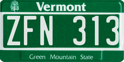 VT license plate ZFN313
