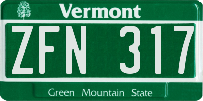 VT license plate ZFN317