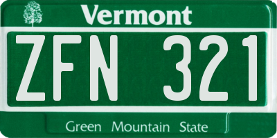 VT license plate ZFN321