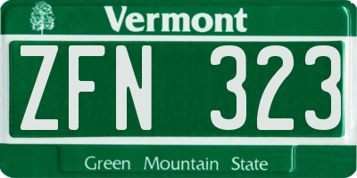 VT license plate ZFN323