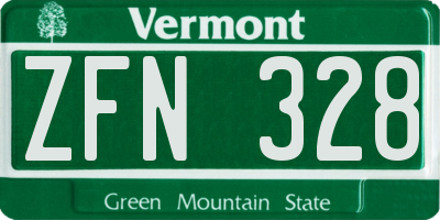 VT license plate ZFN328