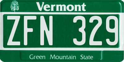 VT license plate ZFN329
