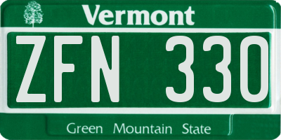 VT license plate ZFN330
