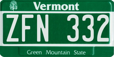 VT license plate ZFN332