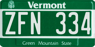 VT license plate ZFN334
