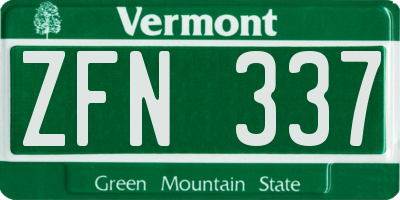 VT license plate ZFN337