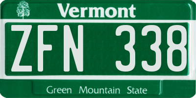 VT license plate ZFN338