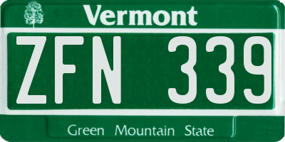 VT license plate ZFN339