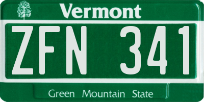 VT license plate ZFN341